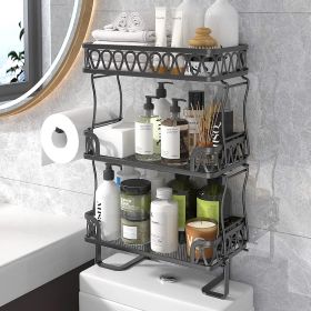 Stacking Shower Shelf Toilet Rack 3 Layer Bathroom Organizer Metal Storage Shelfl Black