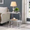 Silver Chrome Side Table, 2-Tier Acrylic Glass End Table for Living Room&Bedroom