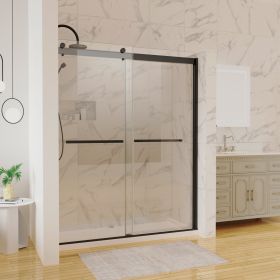 60 in. W x 74 in. H Shower Door in Matte Black with 5/16 in. (8 mm) Clear Glass