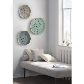 Textured Feather 3-piece Metal Disc Wall Decor Set