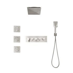 Wall Mounted Waterfall Rain Shower System With 3 Body Sprays & Handheld Shower