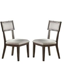 Contemporary Solid wood & Veneer Dining Room Chairs 2pcs Chair Set Cream Cushion Seat back