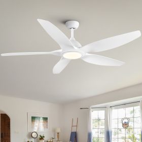 YUHAO 60 in. Integrated LED Indoor&Outdoor Matte White Ceiling Fan with Light Kit and Remote