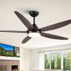 56 in. Indoor&Outdoor Integrated LED Natural Brown Ceiling Fan with Light Kit and Remote Control