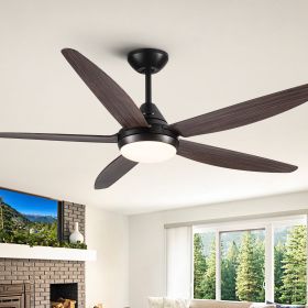 56 in. Indoor&Outdoor Integrated LED Natural Brown Ceiling Fan with Light Kit and Remote Control