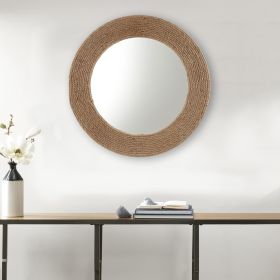 Natural Jute Rope Round Wall Mirror 26"