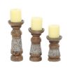 DecMode 3 Candle Bronze Wood Candle Holder, Set of 3