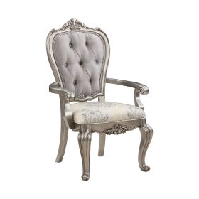 ACME Ariadne Side Chair (Set-2), Velvet & Antique Plantinum Finish DN02282