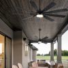 62 In. Black Wood Grain Indoor/Outdoor Ceiling Fan With LED Light and Remote Control