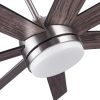 YUHAO 62 in. Indoor Brushed Nickel Farmhouse Smart Ceiling Fan with Integrated LED and Remote Control by Tuya App