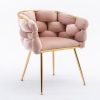 Luxury modern simple leisure velvet single sofa chair bedroom lazy person household dresser stool manicure table back chair pink set of 2