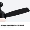 Yamiyu Modern 48 in. Indoor Matte Black Downrod Smart Ceiling Fan with Integrated LED, Work with Alexa and Google Assistant