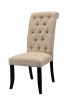 Dining Room Furniture Contemporary Rustic Style Beige Fabric Upholstered Tufted Set of 2 Chairs Kitchen Breakfast