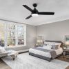 Yamiyu Modern 48 in. Indoor Matte Black Downrod Smart Ceiling Fan with Integrated LED, Work with Alexa and Google Assistant