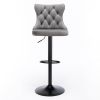 Modern Upholstered Bar Stools with Backs Comfortable Tufted for Home Pub and Kitchen Island(Gray; Set of 2)