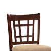 Set of 2 Chairs Dining Room Furniture Brown Solid wood Counter Height Chairs Upholstered Cushioned Unique back