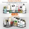 2Pcs Corner Shower Caddy Shelves Wall Mounted Basket Rack Bathroom Shampoo Holder Storage Organizer