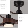 52 in. Outdoor&Indoor 3 Blades Walnut Wood Ceiling Fan with Light and DC Reversible Motor, Remote Control included