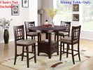 Dining Table Round Counter height Dining Table w Shelve 1pc Table Only Solid wood Dark Rosy Brown FInish