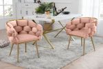 Luxury modern simple leisure velvet single sofa chair bedroom lazy person household dresser stool manicure table back chair pink set of 2