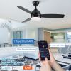 Yamiyu Modern 48 in. Indoor Matte Black Downrod Smart Ceiling Fan with Integrated LED, Work with Alexa and Google Assistant