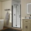 34" x 72" Pivot Glass Shower Door with Tempered Glass Swing Bathroom Shower Doors with Stainless Handle Frameless Hinged Shower Panel Matte Black