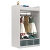 Kids Costume Organizer, Costume Rack, Kids Armoire, Open Hanging Armoire Closet with Mirror-WHITE