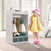 Kids Costume Organizer, Costume Rack, Kids Armoire, Open Hanging Armoire Closet with Mirror-WHITE