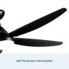 56 in. Outdoor/Indoor Matte Black integrated LED Ceiling Fan with Remote Control, DC Motor