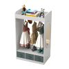 Kids Costume Organizer, Costume Rack, Kids Armoire, Open Hanging Armoire Closet with Mirror-WHITE