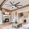 YUHAO 62 in. Indoor Brushed Nickel Farmhouse Smart Ceiling Fan with Integrated LED and Remote Control by Tuya App