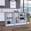 Beacon Falls 3-Shelf Rectangle Kitchen Island White and Dark Brown