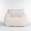 Soft Tufted Foam Bean Bag Chair With Teddy Fabric Ivory White