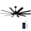 72 in. Indoor Plywood Farmhouse Black Smart Ceiling Fan with Integrated LED and Remote,Works with Alexa/Google