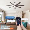 YUHAO 62 in. Indoor Brushed Nickel Farmhouse Smart Ceiling Fan with Integrated LED and Remote Control by Tuya App