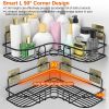 2Pcs Corner Shower Caddy Shelves Wall Mounted Basket Rack Bathroom Shampoo Holder Storage Organizer