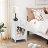 FCH 2pcs 38*33*60cm Density Board Spray Paint Smoked Mirror Single Door Carved Bedside Table White