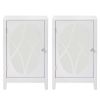 FCH 2pcs 38*33*60cm Density Board Spray Paint Smoked Mirror Single Door Carved Bedside Table White