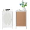 FCH 2pcs 38*33*60cm Density Board Spray Paint Smoked Mirror Single Door Carved Bedside Table White