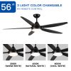 56 in. Outdoor/Indoor Matte Black integrated LED Ceiling Fan with Remote Control, DC Motor