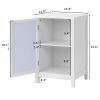 FCH 2pcs 38*33*60cm Density Board Spray Paint Smoked Mirror Single Door Carved Bedside Table White