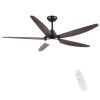 56 in. Indoor&Outdoor Integrated LED Natural Brown Ceiling Fan with Light Kit and Remote Control