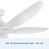 YUHAO 60 in. Integrated LED Indoor&Outdoor Matte White Ceiling Fan with Light Kit and Remote