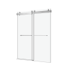 72" W x 76" H Double Sliding Frameless Soft-Close Shower Door with Premium 3/8 Inch (10mm) Thick Tampered Glass in Brushed Nickel 22D02-72BN