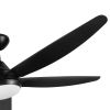 56 in. Outdoor/Indoor Matte Black integrated LED Ceiling Fan with Remote Control, DC Motor