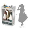 Kids Costume Organizer, Costume Rack, Kids Armoire, Open Hanging Armoire Closet with Mirror-WHITE