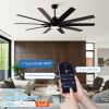 72 in. Indoor Plywood Farmhouse Black Smart Ceiling Fan with Integrated LED and Remote,Works with Alexa/Google