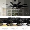 72 in. Indoor Plywood Farmhouse Black Smart Ceiling Fan with Integrated LED and Remote,Works with Alexa/Google