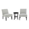 Modern Style 3pc Set Living Room Furniture 1 Side Table and 2 Chairs Gray Fabric Upholstery Wooden Legs