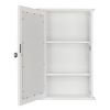 Single Door Mirror Indoor Bathroom Wall Mounted Cabinet Shelf White